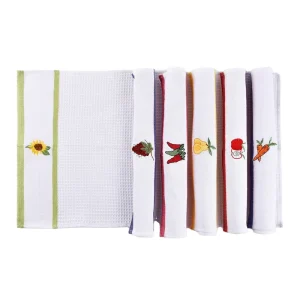 Microfiber Waffle Weave Kitchen Towel Customized Design Embroidery Cartoon Pattern High Quality Cleaning Cloth