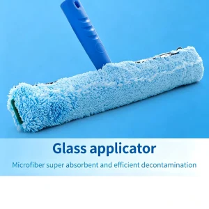 Microfiber Window Scrubber Glass Cleaner Wiper Tool for Car Bathroom Mirror Home Office with Plastic Handle