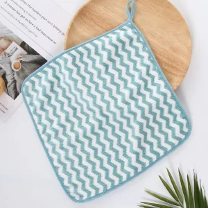 Microfiber Woven Coral Fleece Kitchen Towel Quick-Dry Super Absorbent Lint Free Reusable Dish Cleaning Cloth for Household Use
