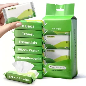 Mini Eco Friendly Baby Wet Wipes Travel Portable 8 Pack Hypoallergenic 99.9% Water Thickened Care Wipes