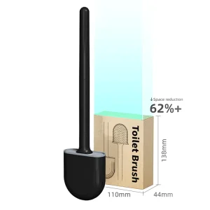 Mini TPR+PP Black Squeegee Wall Mounted Toilet Cleaning Brush and Holder for Bathroom