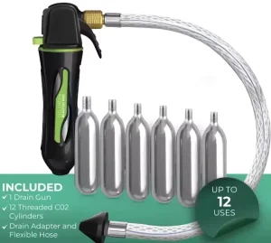 Mini Threaded Drain Gun Portable AC Condensate Drain Line Cleaner Tool Flexible Plastic Hose Pipe HVAC Clogs
