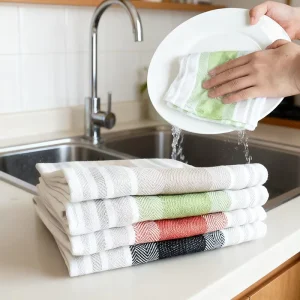 Minimalist Style Cotton Woven Napkins Home Textile Kitchen Towels Household Dishcloths