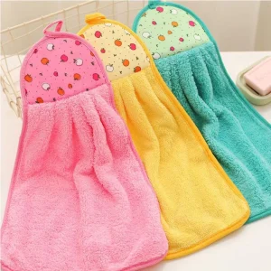 Modern Cute Hanging Hand Towel for Kids Small and Thick Kitchen Handkerchief Absorbent Quick Drying and Non Shedding