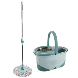 Modern Household Rotary Mop Bucket Set Telescopic Handle Self Wringer Dual Drive Microfiber Head Steel Basket Floor Cleaning Mop