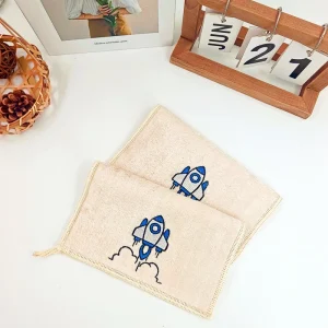 Modern Kitchen Dish Towel Embroidered Viscose Cloth Easy Cleaning Non Stick Oil Natural Material 25x20cm Home Use