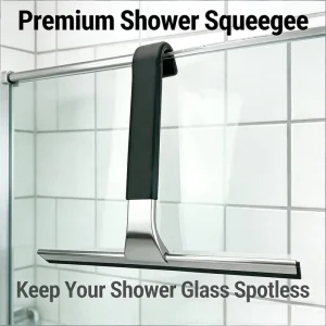 Modern Minimalist Window Squeegee with Hanging Design Black Scratch Free Glass Cleaner for Bathroom Kitchen