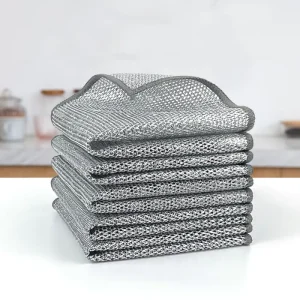 Modern Silver Wire Dishcloth Non Stick Kitchen Stove Cleaning Towel Easy to Clean Cloth for Dishwashing Pot