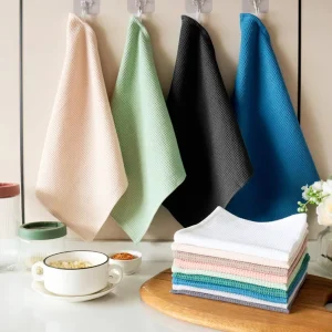 Multi Color Cotton Waffle Dish Towel Custom Printed Logo Absorbent Waffle Weave Tea Towels for Kitchen Cleaning