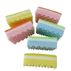 Multi Color Durable Dishwashing Sponge Three layered Rectangle Sponge Kitchen Cleaning Scrubber