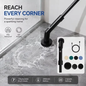 Multi Function Electric Spin Scrubber Telescopic Handle Rechargeable Cordless Electric Cleaner Brush with Multiple Heads