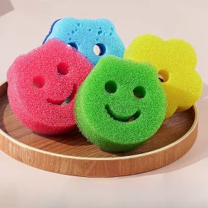 Multi Functional Cute Cartoon Face Cleaning Sponge Colorful Foam Wipe for Kitchen Dining & Bathroom Sponges & Scouring Pads