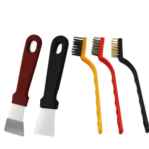 Multi Functional Five Piece Household Kitchen Cleaning Set Durable Plastic Stove Brush Range Hood Scraper Tool Included