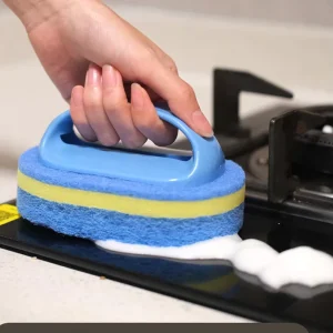 Multi Functional Handle Cleaning Brush for Bath & Kitchen Decontamination Sponge Wipe Scouring Brush Bathroom Bathtub Brush
