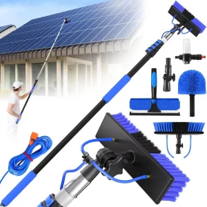 Multi-Purpose 7-in-1 Telescopic Cleaning Pole with Soft & Hard Brushes Ideal for Home Roof and Window Cleaning Tasks