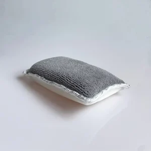 Multi Purpose Microfiber Gray Cloth White Bristle Scrubbing Washing Scouring Sponge Pad for Car Detailing House Cleaning