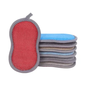 Multi-Purpose Microfiber Scrub Sponge 8 Shape Hold Kitchen Scrub Cleaning Sponge for Stubborn Pollution Cleaning Scouring Pads