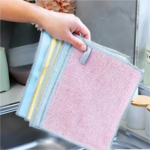 Multifunctional Dishwashing Towel Kitchen Stove Double Sided Silver Dishwashing Cloth Dish Cloth Cleaning Tableware