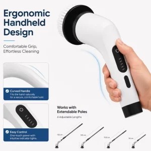 Multifunctional Electric Spin Scrubber Adjustable Extension Long Handle Cleaning Electric Cleaning Brush With 7 Brush Heads