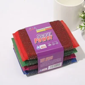 Multifunctional Kitchen Cleaning Sponge Non Scratch Heavy Duty Stainless Steel Wire Mesh Scouring Pad for Dishes