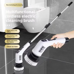 Multifunctional Wireless Nine in One Electric Cleaning Brush Multi Brush Heads for Kitchen Toilet Floor No Batteries Required