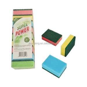 Multipurpose Colorful Sponge Scouring Pad Easy Foaming Abrasive and Durable Cleaning Helper for Commercial and Household Use