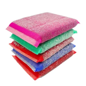 Multipurpose Kitchen Cleaning Sponge Absorbent Steel Wire Nylon Fiber Mesh Net Sponge Scouring Pad Steel Wire Scourer