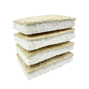 Natural Eco Friendly Dish Sponge Sustainably Forested Wood Pulp Loofah Sponge and Scouring Pad