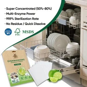 Natural Efficient Grease Removal Kitchen Tableware Cleaning Solid Strips Eco Friendly Dishwashing Detergent Sheets