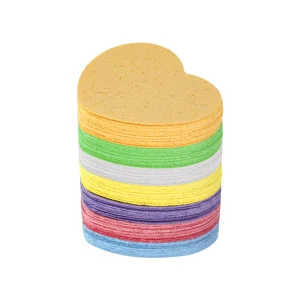 Natural Heart Shaped Pink Cellulose Makeup Remover Scouring Pad Reusable Pop Up Facial Sponge