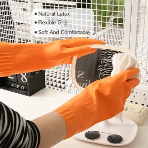 Natural Latex Household Cleaning Honeycomb Thick Waved Cuff Gloves Premium Kitchen Cleaning Coloured Latex Gloves