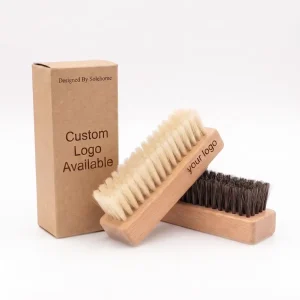 Natural Pig Bristle Wooden Brush Beechwood Cleaner Scrubber for Fingernails Leather Care Shoes Polishing
