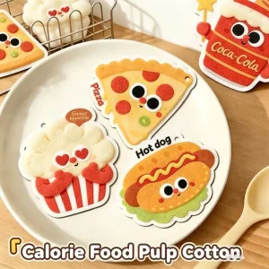 Natural Printed Absorbent Wood Pulp Cotton Compressed Sponges Water Absorption White Durable Kitchen Use