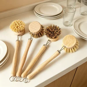 Natural Scrub Brush for Cleaning Dish Scrubber Bamboo Dish Brush Kitchen Cleaning Brush Household Cleaning Tools Accessories
