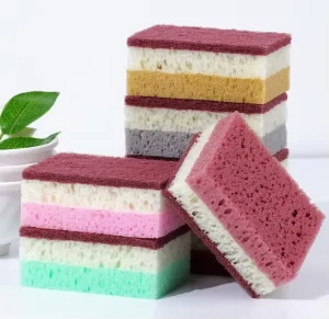 Natural Sponge Scouring Pad Kitchen Use Rectangle Roll Shape 40mm Thickness High Water Absorption (250%) Stainless