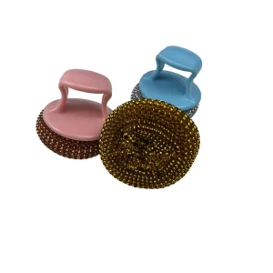 New Arrival Heavy Duty Reusable Durable Kitchen Scrubber Dish Cleaning Ball Steel Scourer With Handle