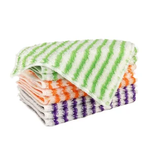 New Bamboo Fiber Oil-free Stripes Dishwashing Cloth Kitchen Cleaning Household Decontamination Dish Cloth Towel