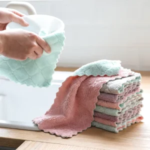 New Design Warp Knitted Microfiber Dish Towel for Kitchen Thicken Coral Velvet Cleaning Towels Microfiber Towel Car Cleaning