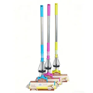 New Double Roller Telescopic PVA Sponge Hand-Free Mop Squeegee with Stainless Steel Rod for Home Floor Cleaning Tools