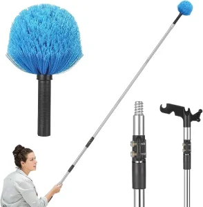 New Products Blue 6 11 Ft Medium Stiff Bristles Adjustable Telescopic Pole Lightweight Spider Web Brush Cobweb Duster