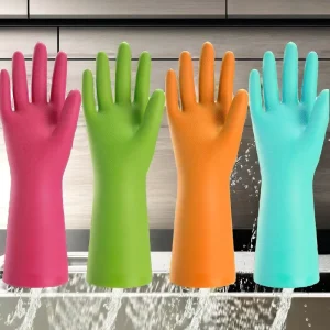 Nitrile Cleaning Gloves Kitchen 4 Pairs Reusable Dishwashing Household Flexible Long lasting Waterproof Medium