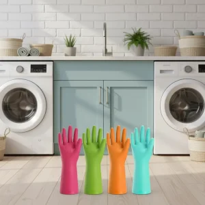 Nitrile Cleaning Gloves Kitchen 4 Pairs Reusable Dishwashing Pet Friendly Household Flexible Long lasting Waterproof Smooth