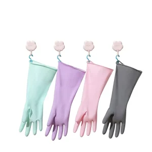Nitrile Comfortable Fit Food Grade Durable Waterproof Thickened Household Kitchen Cleaning Gloves with Suction Cup Cuff