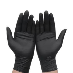 Nitrile Gloves Malaysia Manufacturer for Household Use Waterproof and Lightweight Non Powdered Black Nitrile Gloves Thick
