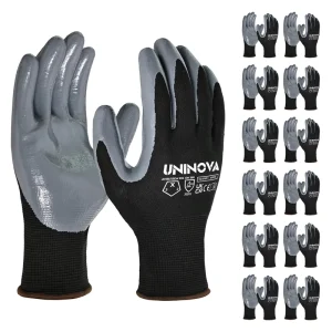 Nitrile Smooth Safety Gloves 13G Nylon Auto Repair Assembly Mechanics Non Slip Oil Resistant 12 Pairs
