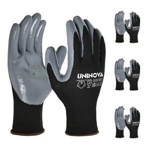 Nitrile Smooth Safety Gloves 13G Nylon Auto Repair Assembly Mechanics Non Slip Oil Resistant 3 Pairs
