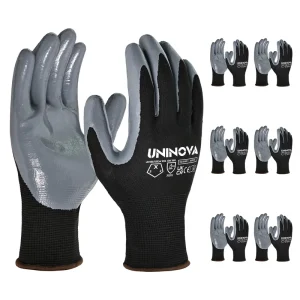 Nitrile Smooth Safety Gloves 13G Nylon Auto Repair Assembly Mechanics Non Slip Oil Resistant 6 Pairs