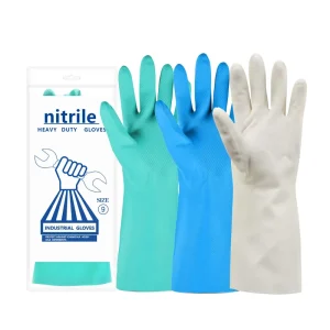 Nitrile Thickened Flocked Gloves Waterproof Oil Proof Household Kitchen Dishwashing Laundry Cleaning Gloves