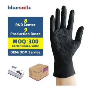 Non Powder Nitrile Gloves Waterproof Oil resistant Household Non Latex Diamond Grip Disposable Black Nitrile Gloves for Cleaning