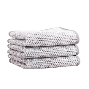 Non Scratch Eco Friendly Silver Polyester Cotton Square Wire Cleaning Cloths Reusable Multipurpose Kitchen Scrub Wet Dry